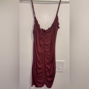 Windsor Ruffled Mini Dress in Burgundy